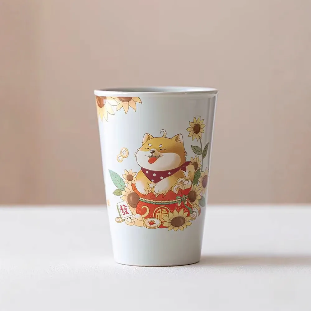 

Ash Gray Shiba Inu Tea Cup Personal Water Cup Ceramic Large Capacity Mug Office Tea Brewing Cup