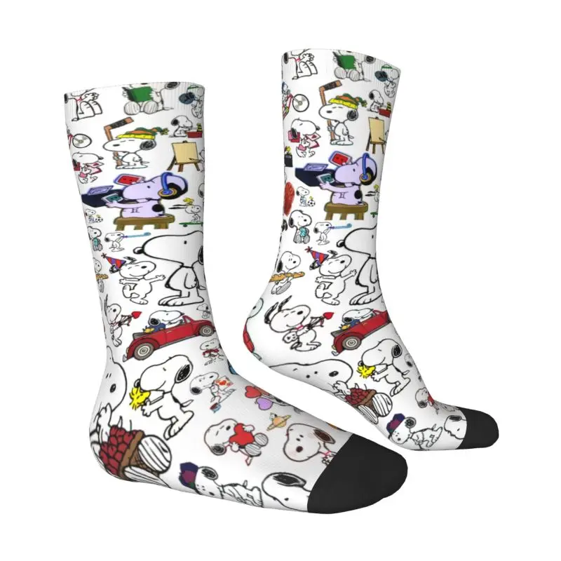 Cool Cute Snoopy Collage Socks Women Men Warm 3D Printing Cartoon Beagle Dog Sports Football Socks