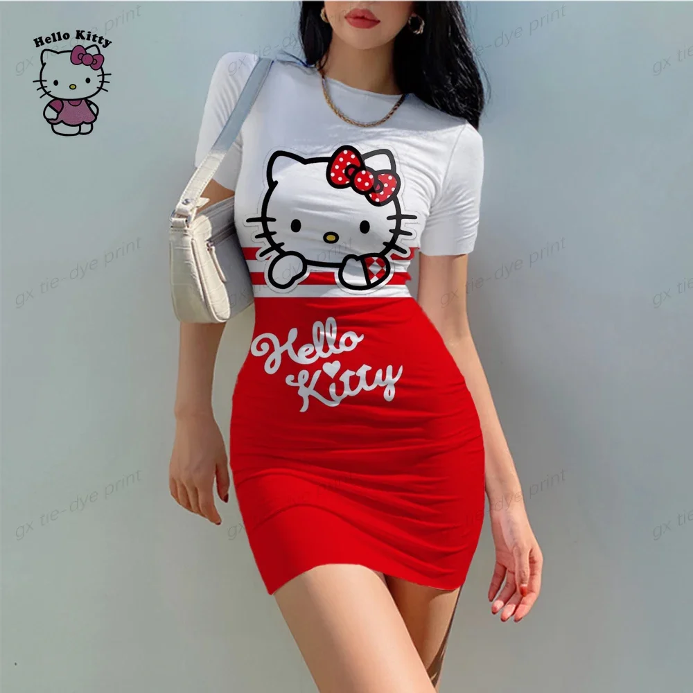 2024 Zomer Hello Kitty Dress Dames Tank Top Bodycon Mini Club Jurk Jurken Casual Cosplay Elegante Schede Slanke Jurk