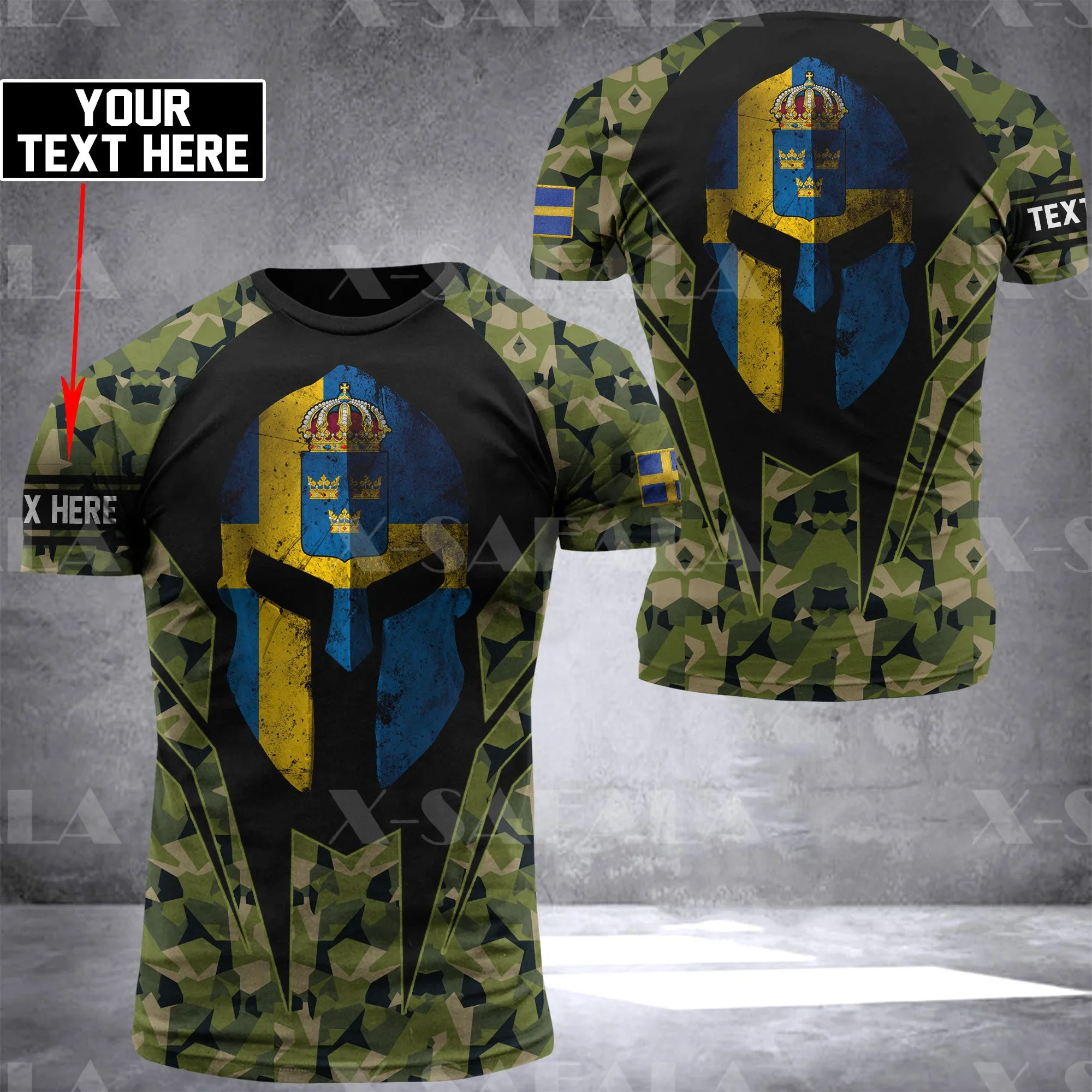 SWEDEN  Veteran ARMY Soldier Country Flag 3D Printed High Quality Milk Fiber T-shirt Summer Round Neck Men Female Casual Top-4