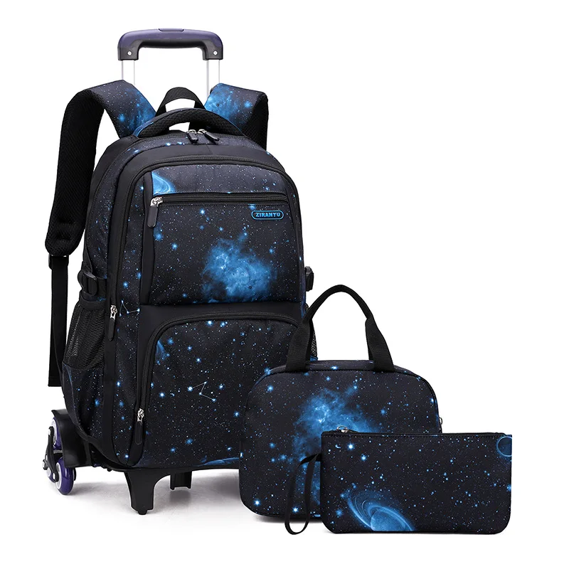 

School Bag With Wheels School Rolling Backpack Wheeled Bag Students Kids Trolley Bags For Boys Travel Luggage with Lunch Box