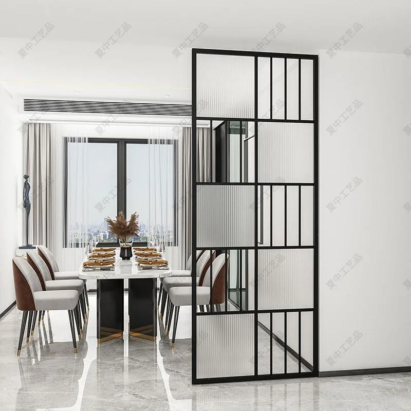 Light luxury Changhong glass partition wrought iron screen stainless steel custom bathroom living room modern entrance entrance