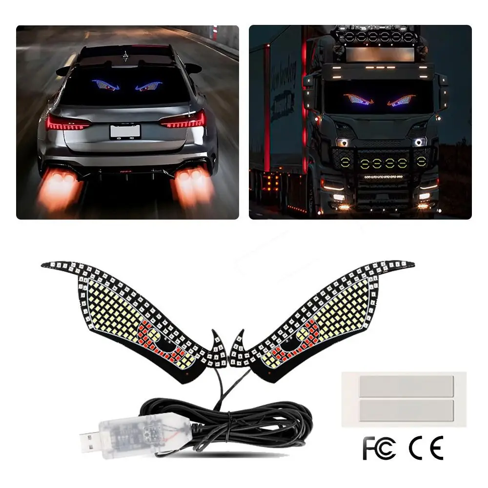 

USB 5V Demon Eye Light Многорежимный светодиодный дисплей на лобовое стекло Декор автомобиля Креативный RGB динамический светильник для грузовика Devil Eyes Светодиодный дисплей