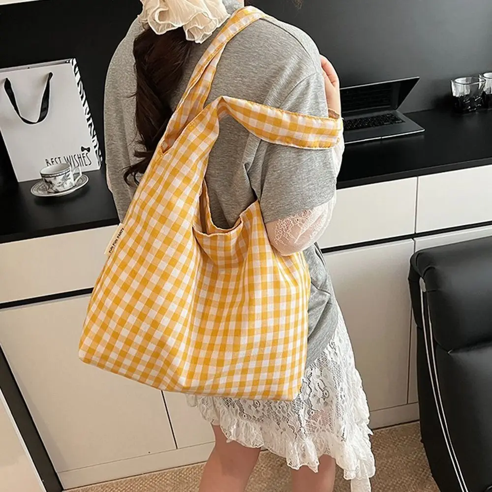 Корейские винтажные клетчатые сумки для подмышек, большая вместительная легкая сумка на одно плечо, женская сумка для студентов, женская сумка