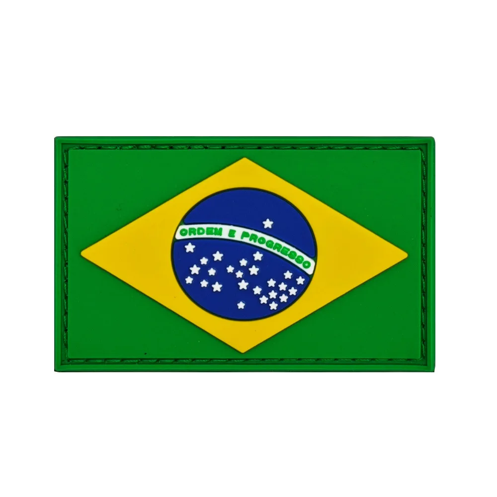 Brazil Embroidered Patches IR Reflective Brazilian PVC Rubber BRA Decorative Hook Back Patch For Clothing Backpack