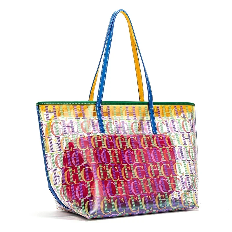 CH Summer Transparent Jelly Bag High Quality Printed 2026 New Minimalist Design Women's Versatile Handheld Shoulder Bag