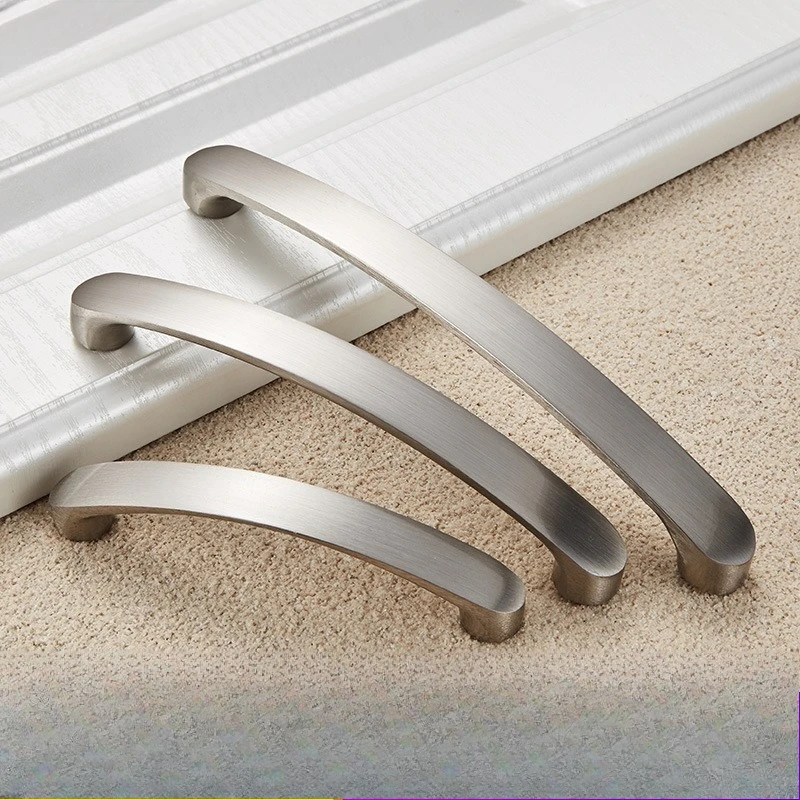 Aluminum Alloy Cabinet Shower Room Pull Handle Bright Chrome Brushed Finish For Wardrobe Cupboard