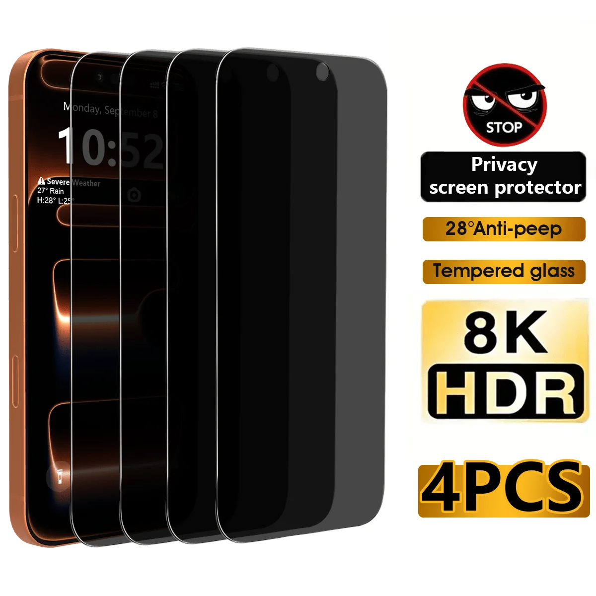 4pcs Privacy Screen Protectors Designed for Iphone 11 Through 18 Pro Max, Including Plus Versions.Are Easy to Install, Scratches