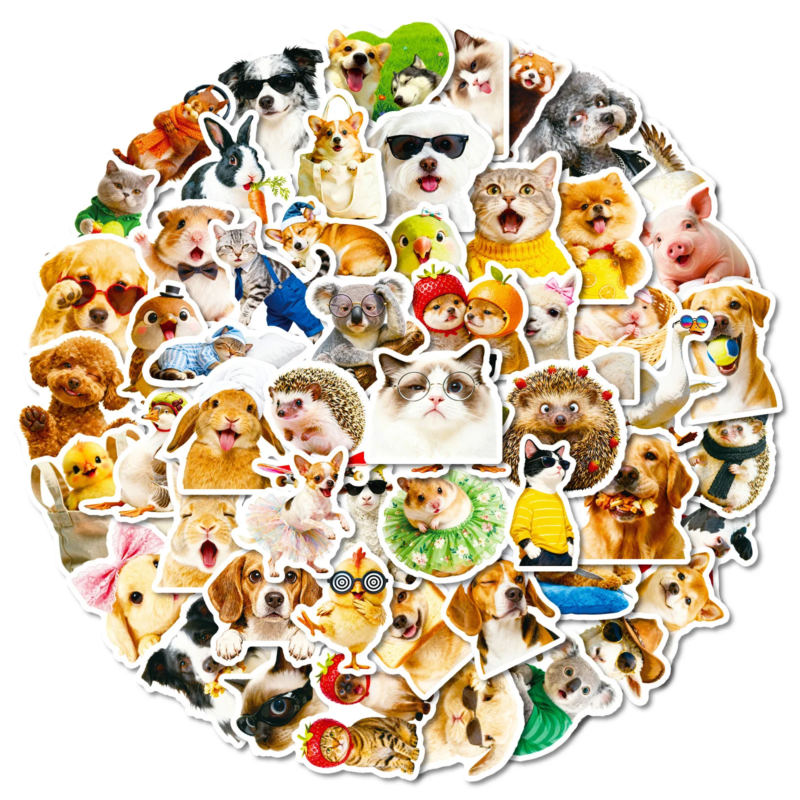 10/56PCS Nette Tier Cartoon Aufkleber Kawaii Hund Katze Graffiti Dekoration DIY Spielzeug Kühlschrank Laptop Gitarre Auto fahrrad Skateboard Aufkleber