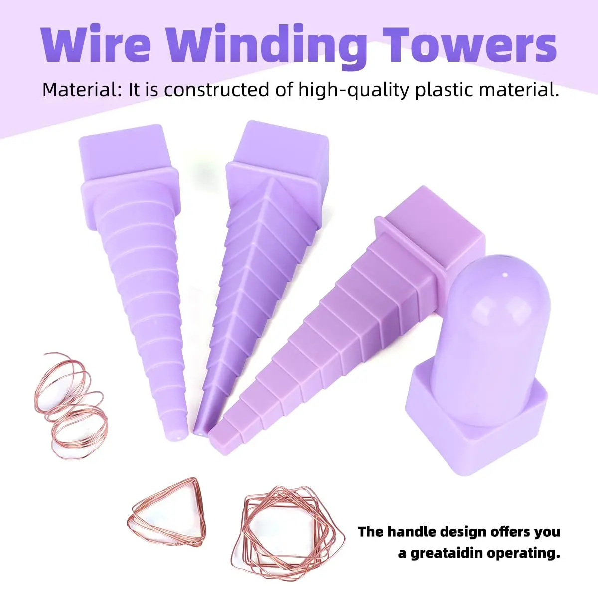 Wire Wrapping Jewelry Making Tools Set with Interchangeable Plastic Handles for Crafting Square, Round, and Triangle Designs