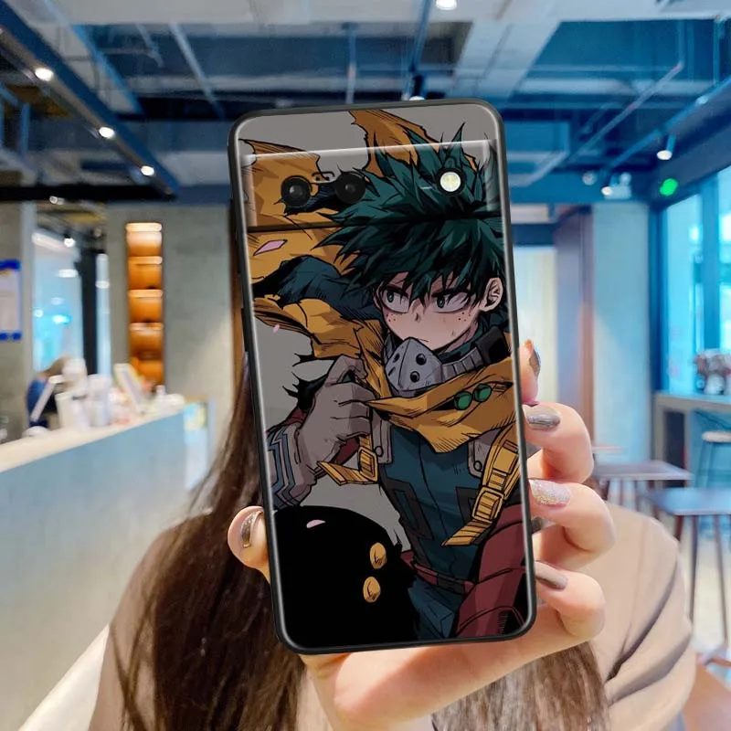 حافظة هاتف أكاديميا M-Midoriya Hero لهاتف جوجل بيكسل 9a 9 8A 8 7 7A 6 6A Pro XL 2024 5G غطاء سيليكون ناعم من البولي يوريثان الحراري