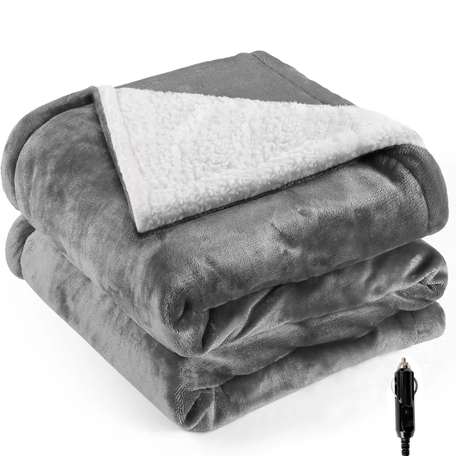 Auto Outdoor 12V Car Heated Blanket Throw- Warm Companion for Winter In-Car Naps