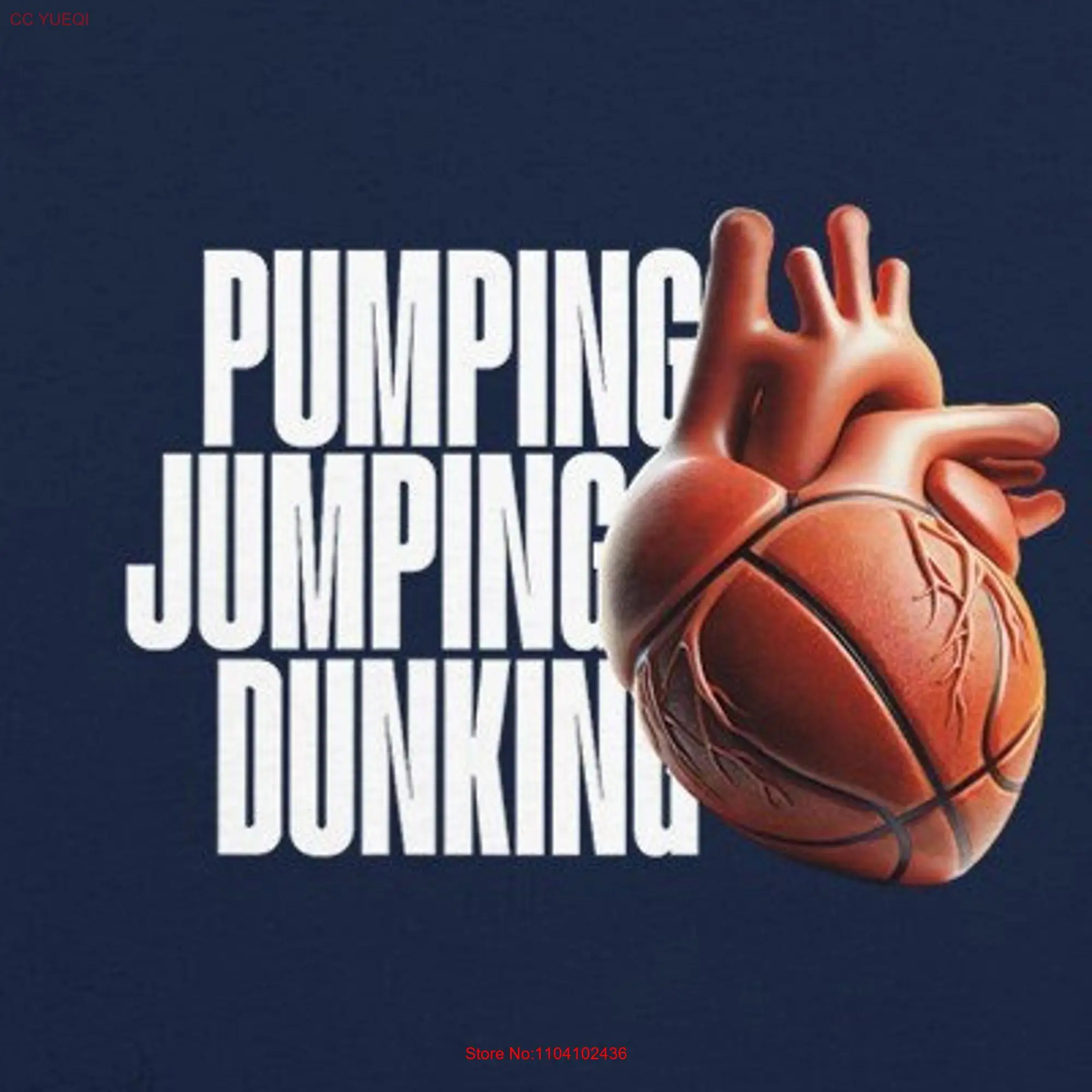 Pumping Jumping Dunking Heavyweight T Shirt Crew Neck Basketball Sports Player for Fan long or short sleeves