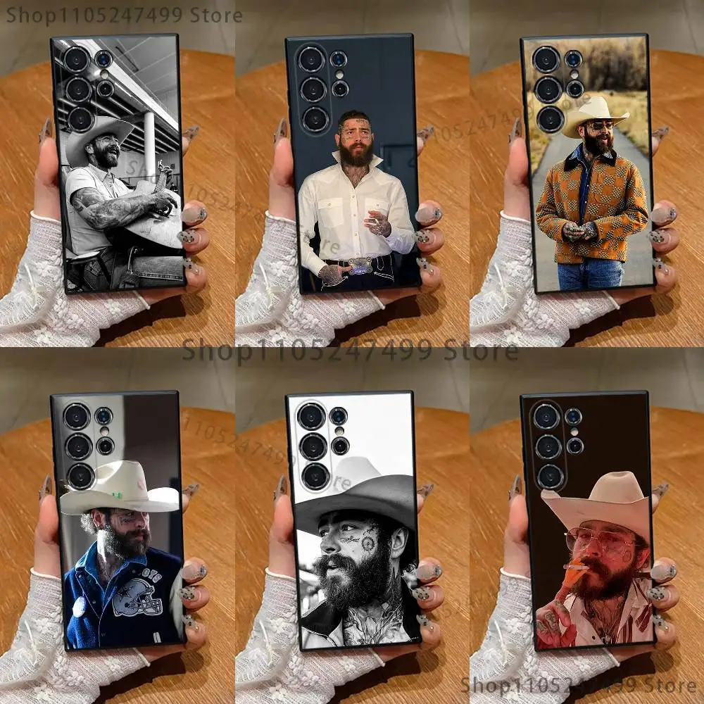 

P-Post Malone Singer Phone Case For Samsung S25,S24 Ultra,S20,S30 plus,S22 plus,S23,S30 Ultra 5G Silicone Black Shell