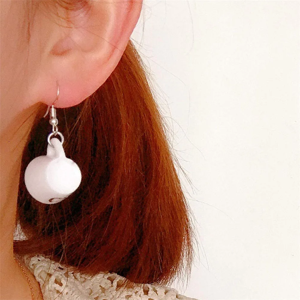 

Peach Heart-shaped Earrings Mini Coffee Cup Dangler Woman Lady Jewelry for Girl White Miss