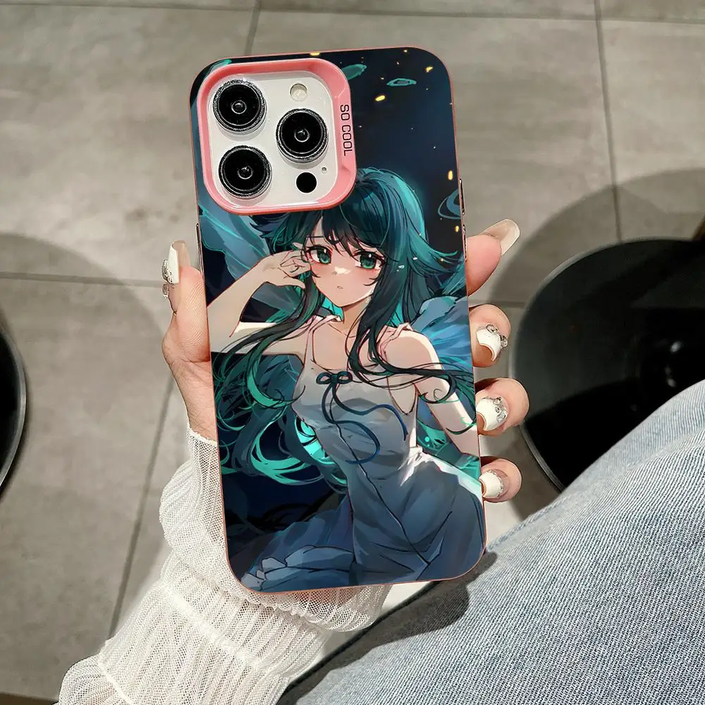 Saya no Uta حافظة هاتف محمول لهاتف آيفون 17 16 15 14 13 12 11 X XR XS 8 7 Air Pro Max Plus غطاء غطاء ملون وردي شفاف