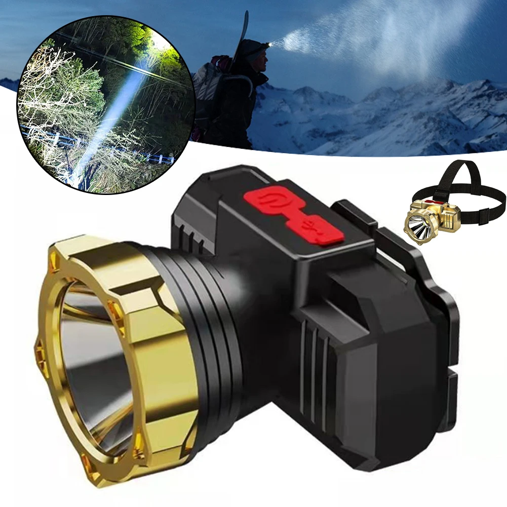 

USB Charging Miner's Head Lamp Battery Powered Waterproof Flashlight For Running Biking