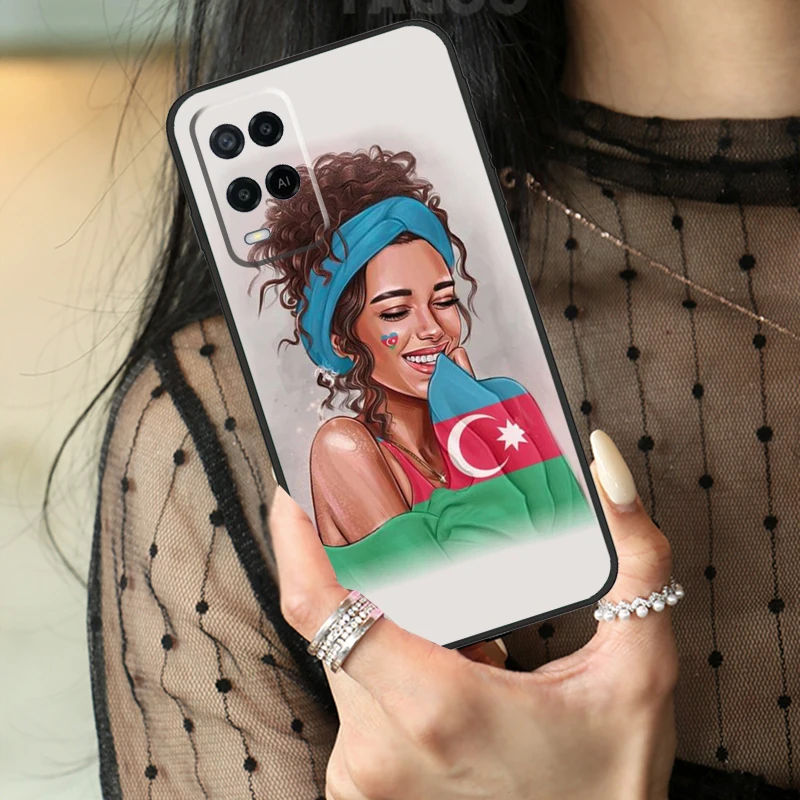 Azerbaijan Flag Girl For OPPO A57 A17 A77 A16 A76 A96 A58 A78 A98 A74 A94 A5 A9 A15 A52 A72 A93 A53 A54S Case