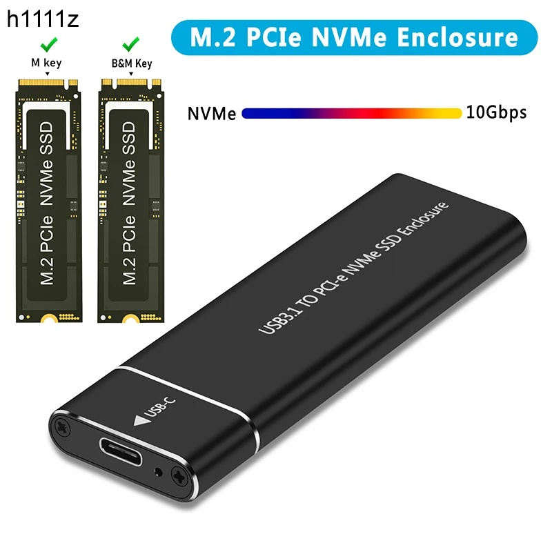 

M.2 NVMe SSD Enclosure Adapter Aluminum Case USB C 3.1 Gen2 10Gbps to NVMe PCIe External Box for 2230/2242/2260/2280 M2 NVMe SSD