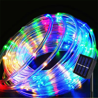 Solar Tube Rope Fairy String Lights Waterproof Remote Control Garland LED Festoon 7/12/22M Outdoor New Year Wedding Xmas Decor