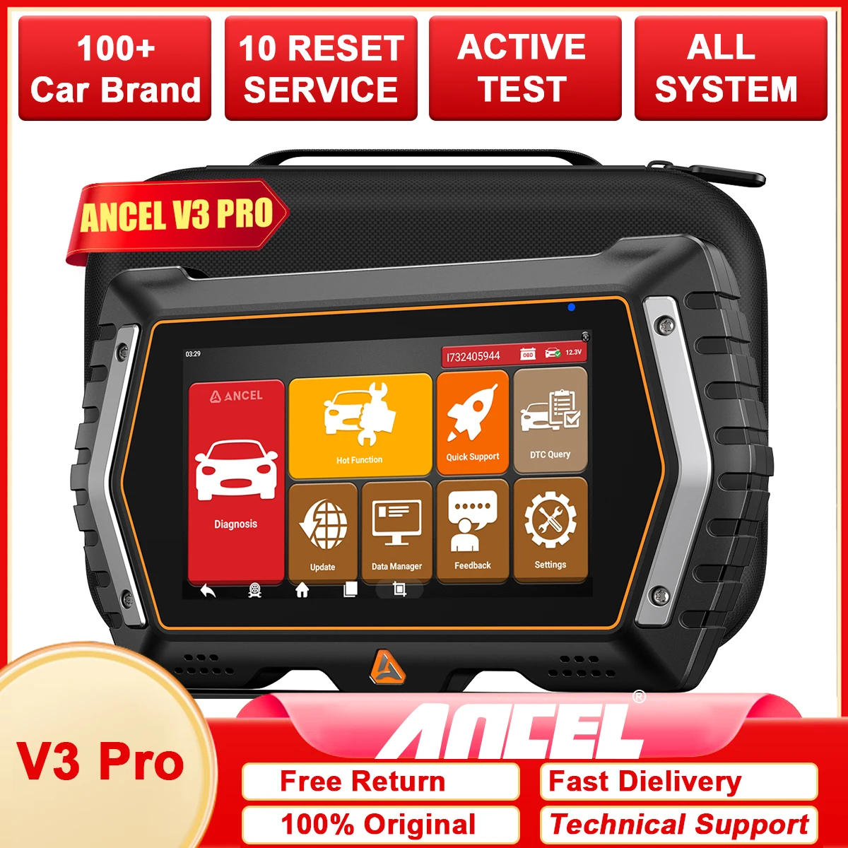 ANCEL V3 pro OBD 2 車両診断ツール 双方向制御 OBDII スキャナー 10リセット 全システム対応 vs ANCEL X6