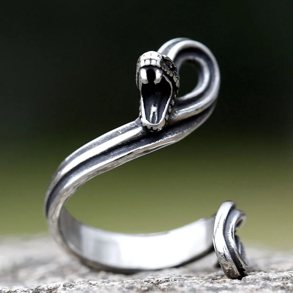 Vintage New Design Stainless Steel Snake Ring Punk Biker Hip Hope Ring For Men Women Animal Jewelry Free Shipping