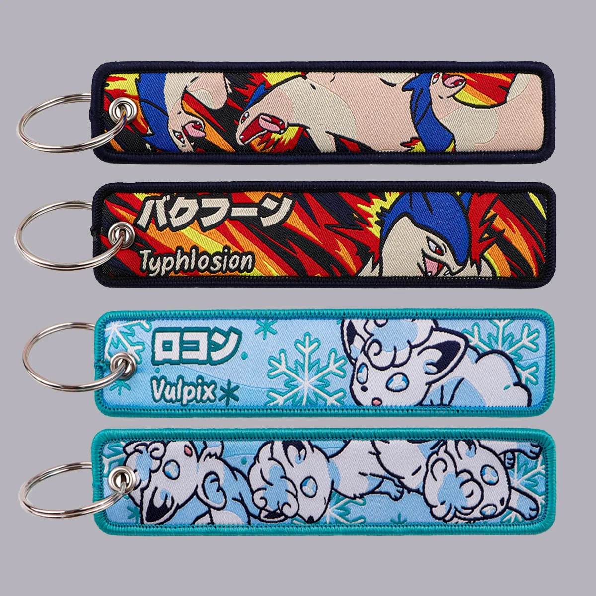 Porte-clés brodés mignons style Anime, Dragon de feu et Renard, pour femmes, accessoires de jeu, pour clés de voiture, bijoux, cadeaux, 1 pièce