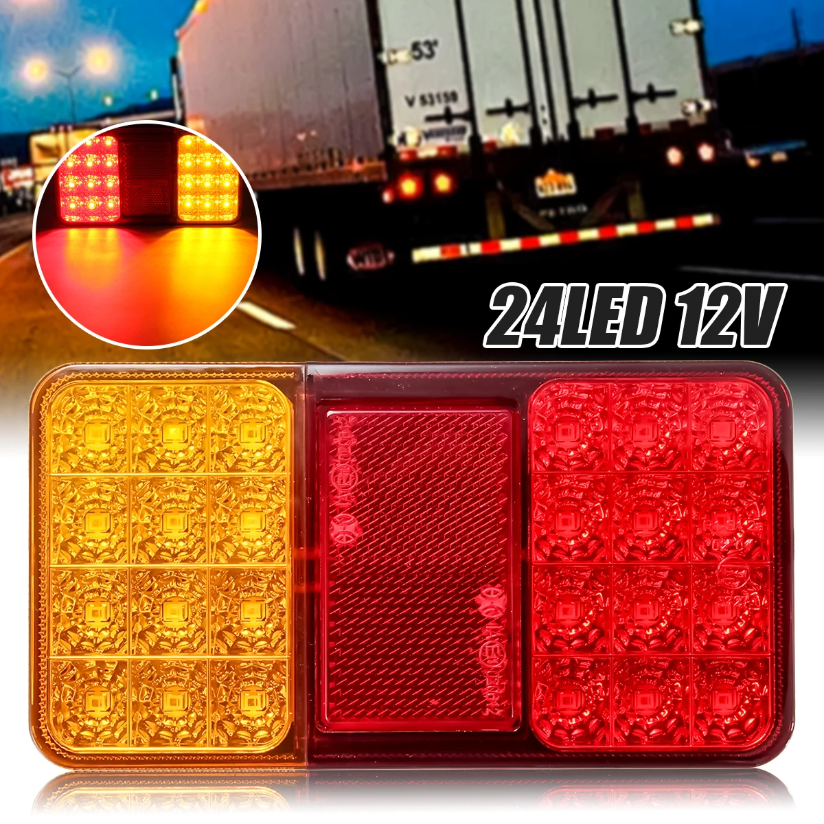 

1pcs 12V 24 LED Car Truck Tail Light Taillight Rear Stop Brake Light Indicator Signal Lamp Boat Trailer Caravan Van Lorry