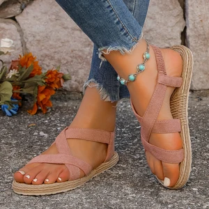 Antis-enttäuscht gegen die sanften Soled-Sandalen für Frauen, Mode-Sandalen, feste Farbe 6 Hauptverkäufe Frauen Walk Sandal - №5