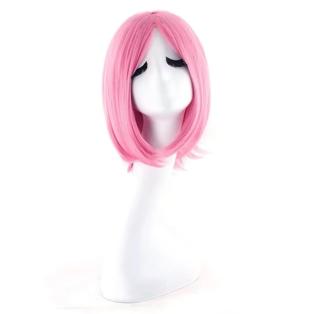 

12 Unisex Short Straight Pink Wig - Fashionable Hairpiece