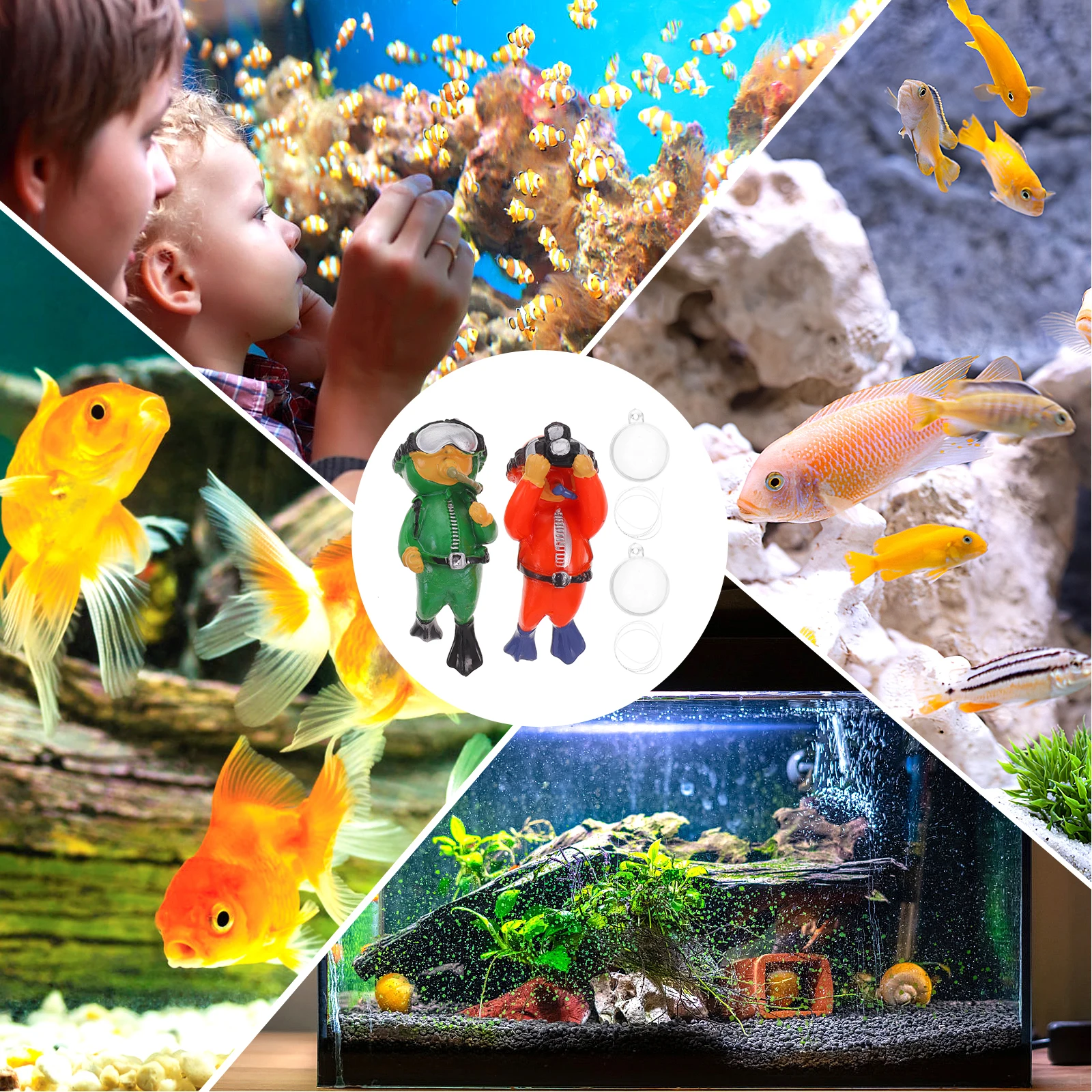 

2pcs Floating Divers Adorable Diver Statues Underwater Decorations Fish Accessories Decorative Aquarium Divers For Tank Pond
