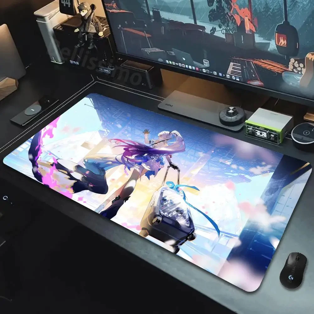 Anime game girl pad Kiana Kaslana Collapse series girl Mouse pad large thick Rubber non-slip computer keyboard desk mat 600x1200