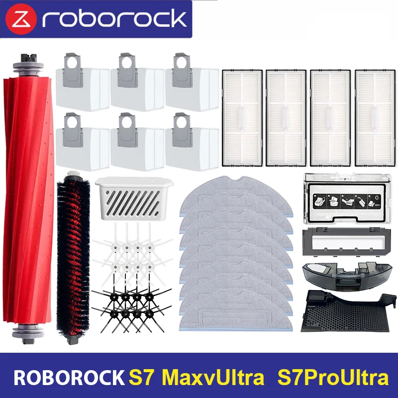 Roborock 로봇 진공 청소기 메인 사이드 브러시 걸레 헤파 필터 먼지 봉투, S7 MaxV 플러스 울트라 S7 프로 울트라 액세서리