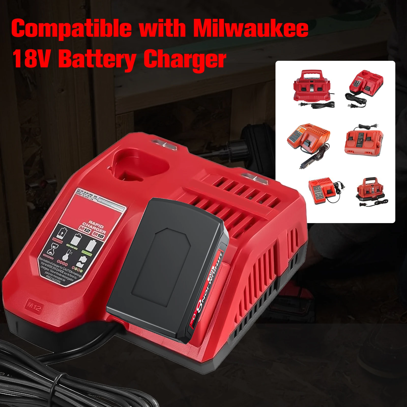 6000mAH/9000mAH For Milwaukee M18 18V Replacement For Milwaukee M18B5 XC Li-ion battery  48-11-1815 48-11-1850 2604-22 2604-20