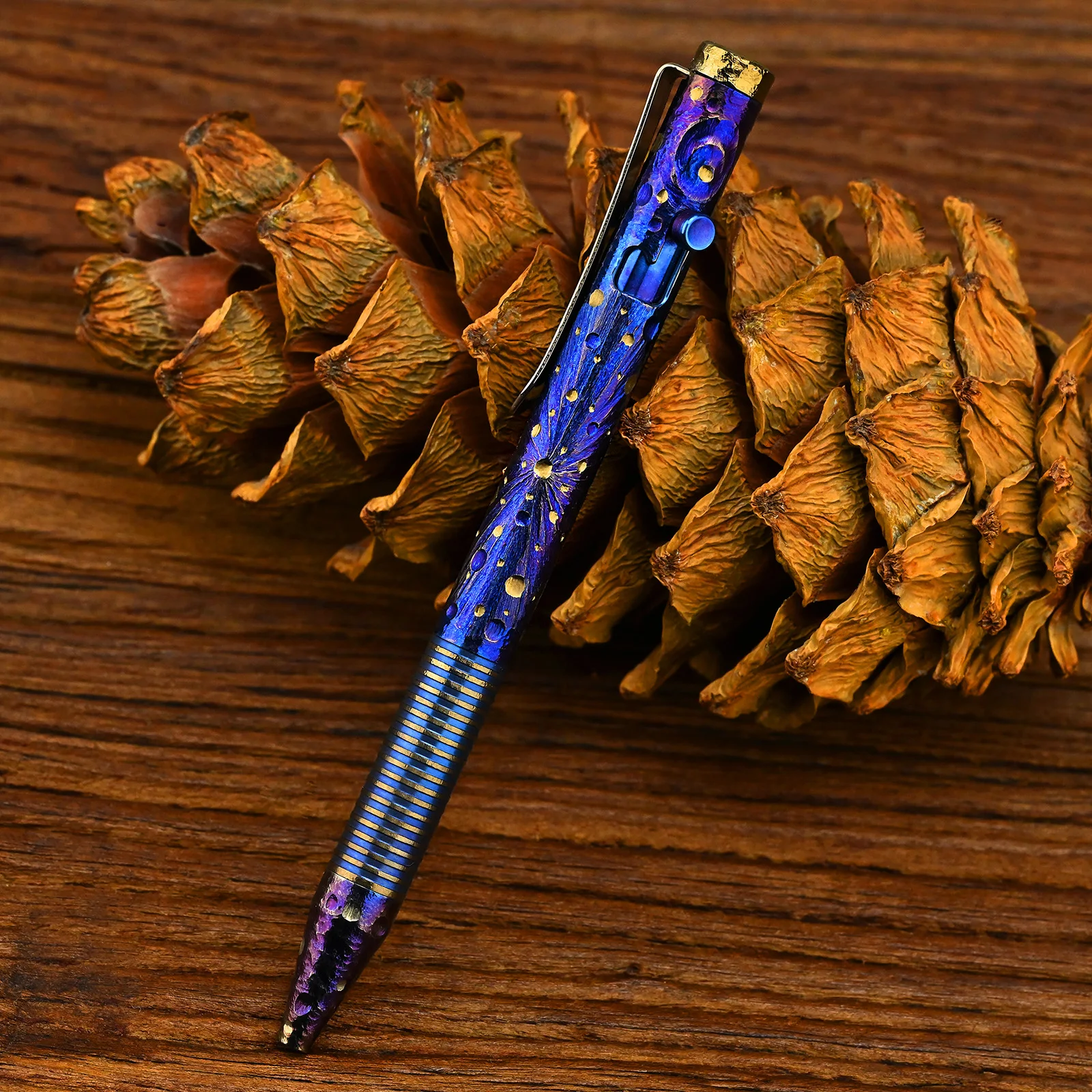 

Hand Carved Titanium Alloy Tactical Pen EDC Star Sky Limited Edition Metal Signature Pen for Tactical Use
