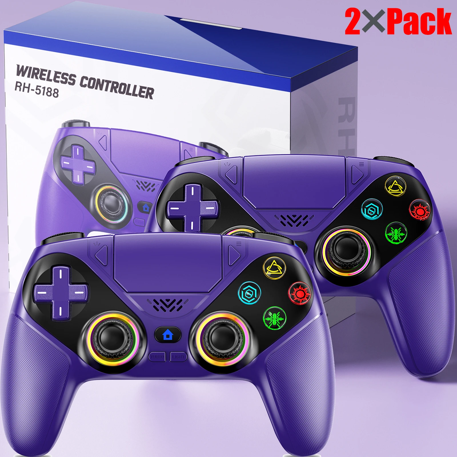 Controller für Playstation 5 PS5/PS5 Pro/Slim/PC Gamepads mit Hall-Effekt RGB Kabelloser Spielsteuerungs-Joystick Marco/Turbo-Programmierung