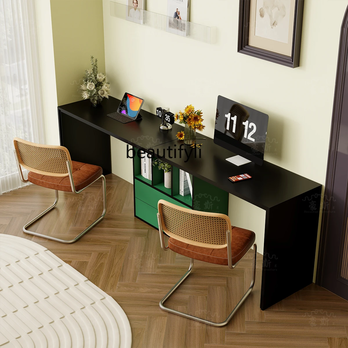 American retro style desk, storage cabinet, integrated dresser, corner table, double office extension table