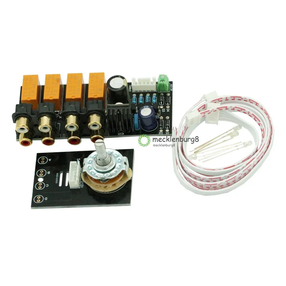 Double-sided 4 Channel Stereo Audio Input Signal Selector Relay Board Signal Switching Amplifier Board RCA For Speakers DIY NEW