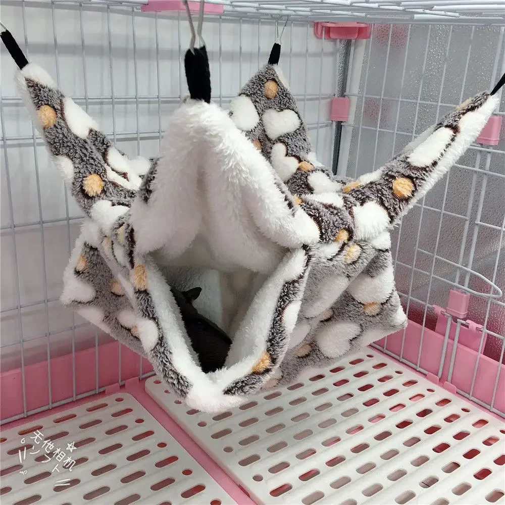 Small Animal Hammock Coral Fleece+ Fleece Pet Hanging Hammock Hamster Ferret Rat Squirrel Cage Nest Warm Beds House Toys