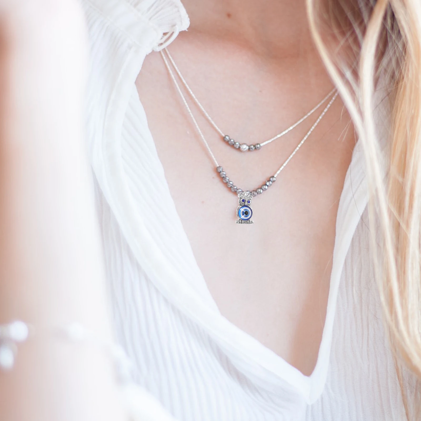 

5Pcs Evil Eye Oil Charms Alloy Jewelry Pendants for DIY Necklace Bracelet Earring Making Supplies Evil Eye Owl Charms