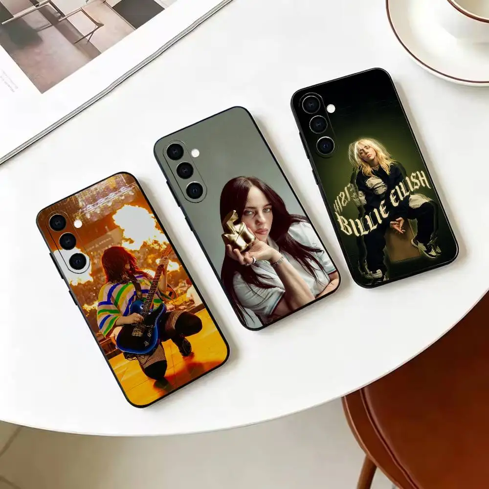 B-Billie E-Eilish Pop Singer Black Soft Silicone Phone Case for Samsung Galaxy A73, A42, A72, A70, A53, A52, A51