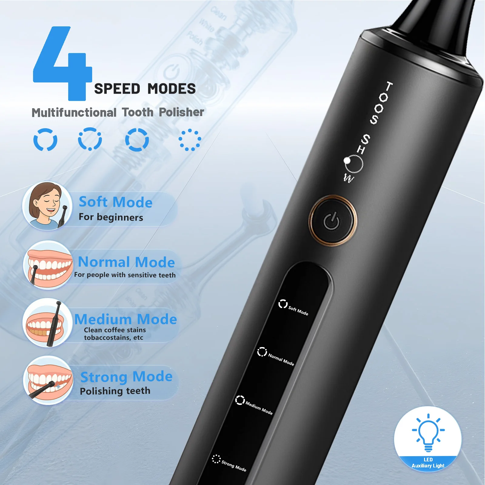 USB Rechargeable Electric Tooth Polisher Dental Scaler Toothbrush Stubborn Tooth Stains Remover Cleaner Teeth Cleaning