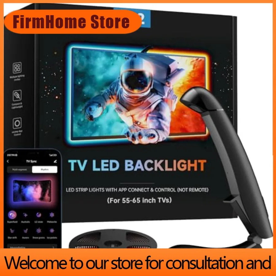 FirmHome StoreTV LED Backlight With Sensor LED Sync Lights For TV 55-65 Inch Smart Camera Sync To Screen Ambient RGB Strip Light