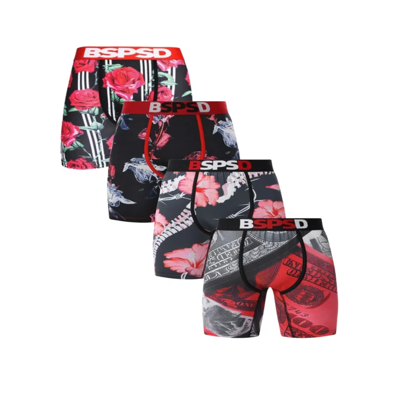 

4 шт., сексуальное мужское нижнее белье, боксеры, дышащие мягкие мужские трусы, большие размеры S-XXL, мужские трусы с принтом, трусы, мужские боксеры