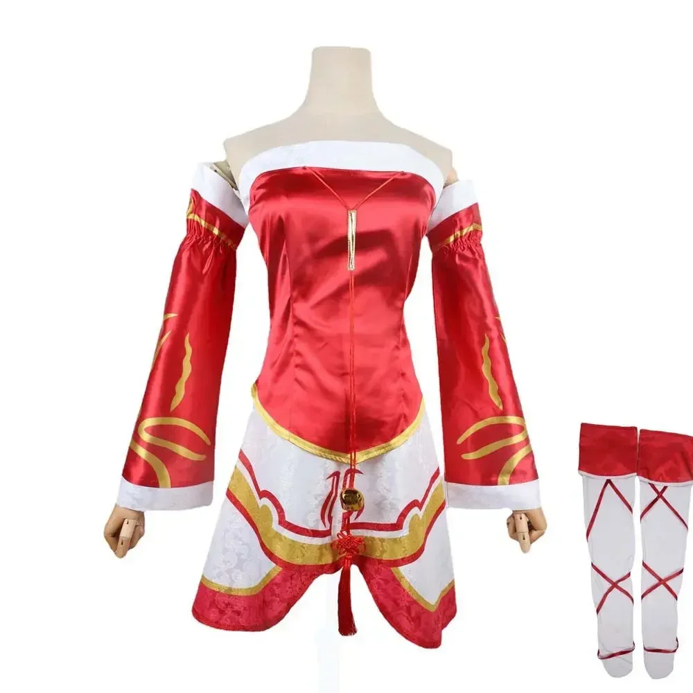 

Game LOL Ahri Nine Tailed Fox Role Playing Costume Wig Anime Sexy Woman Red Dress Christmas Carnival Party Kimono Uniform Set