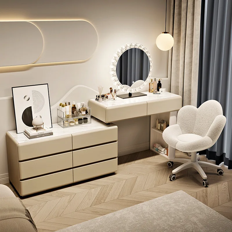 

Luxury Dressing Table Wooden Vanity Table Bedroom Make Up Organizer Dresser Light Mirror Drawers Tocador De Maquillaje Furniture