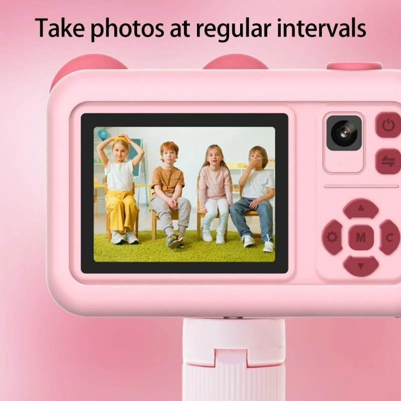 Digitalkamera für Kinder, bezauberndes Bären-Design, Doppellinse, Fotografie, abnehmbarer Ständer, einfache Schnittstelle, 15UB