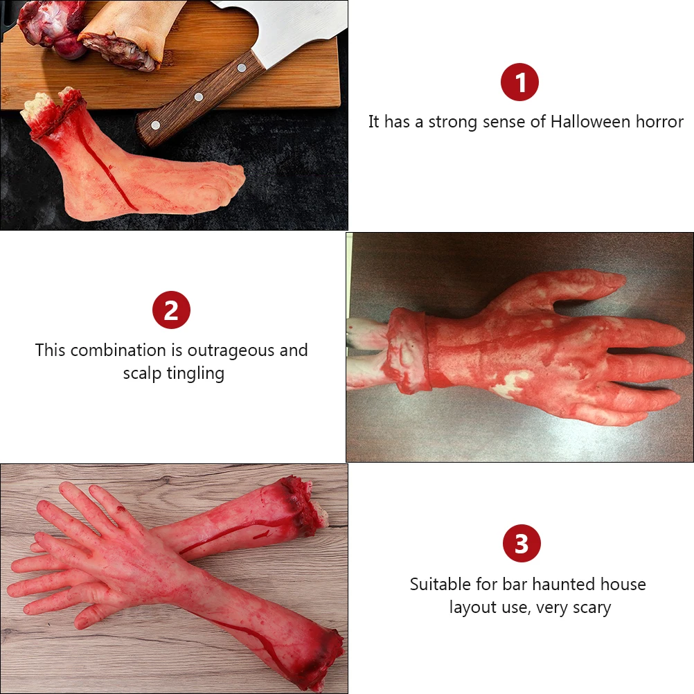 5 Pcs Severed Limbs Props Halloween Body Parts Human Decorations Bloody Prank Vinyl Hands