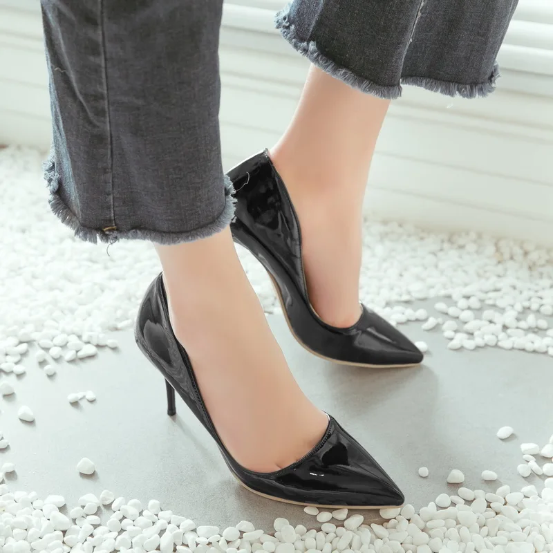 Women's New Fashion Business Workplace Versatile Pointed Toe Shallow Mouth Stiletto Super High Heel Women's Flats Women's Extra Large Size 48 Extra Small Size 31 Women's Shoes