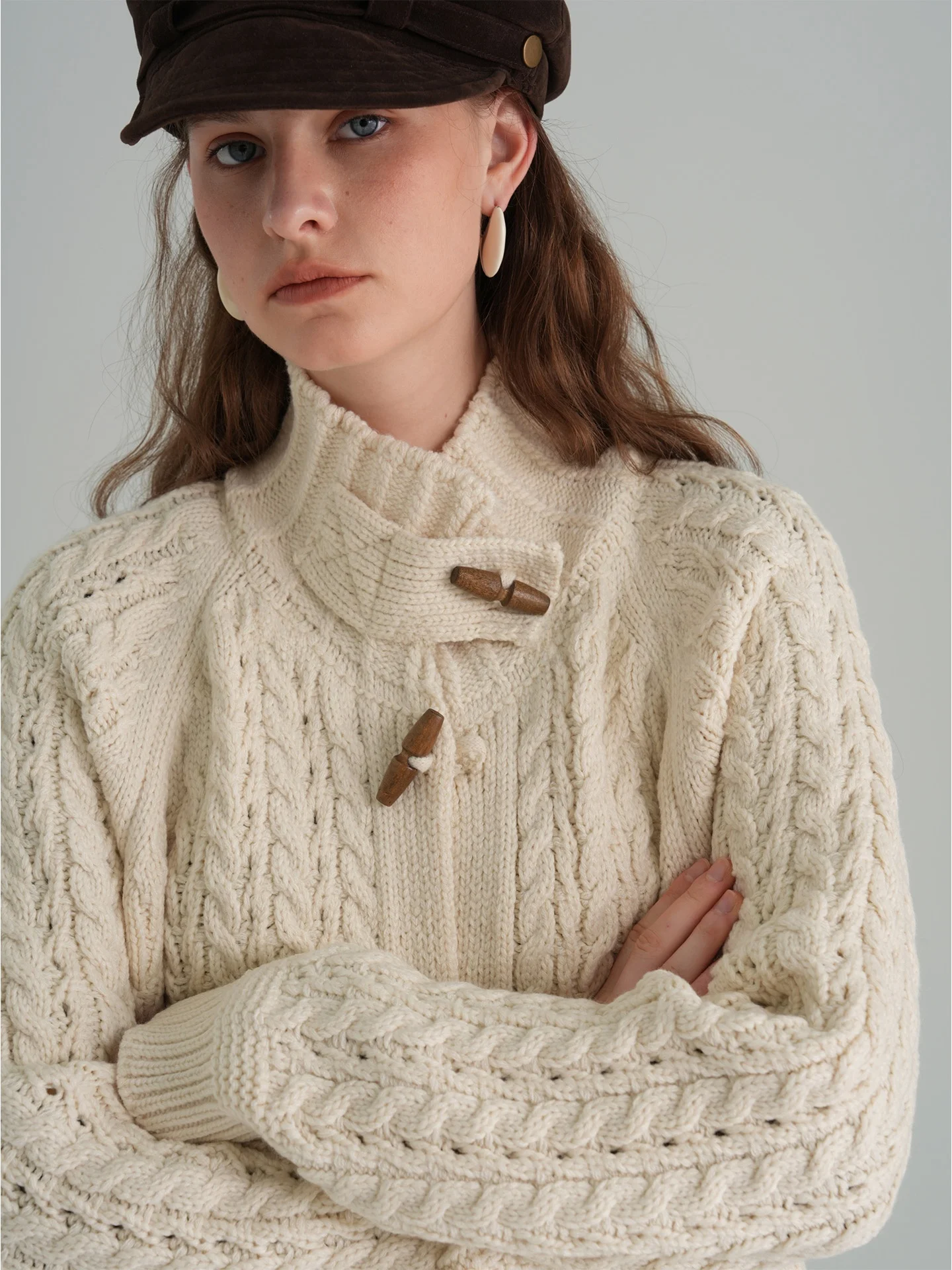 

Haze Briti Knitwear Thiened Loose Stand Collar Open Cardigan Sle Women's Sweater Coat Autumn Winter Commute Faion
